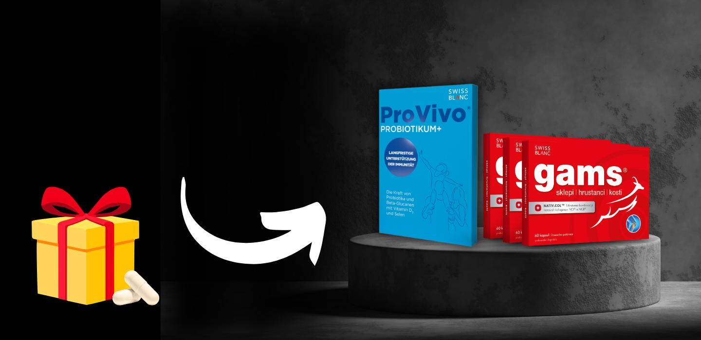 Izdelka ProVivo in Divokoza sta postavljena na okrogli podlagi s temnim ozadjem, ob njima pa sta darilna škatlica in dve kapsuli.